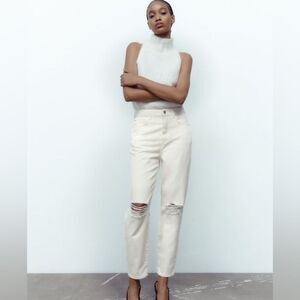 Zara Z1975 ripped mom fit jeans